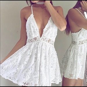 White sequin romper ShowPo